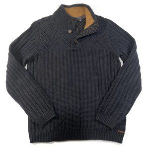 Men's Black Sweater with Button Collar